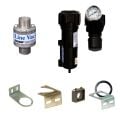 Heavy Duty Line Vac Kits include a Heavy Duty Line Vac, mounting bracket, filter separator and pressure regulator (with coupler).