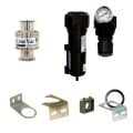 Sanitary Flange Line Vac Kits include the Line Vac, mounting bracket, filter separator and pressure regulator (with coupler).