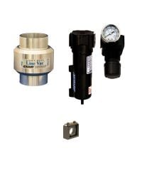 Line Vac Kits include a Line Vac, mounting bracket, filter separator and pressure regulator (with coupler).