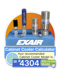 Try our Cabinet Cooler Calculator (under Resources on our site). It can help you determine exactly which type of Cabinet Cooler you are needing for your application.