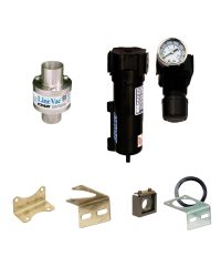 Line Vac Kits include a Line Vac, mounting bracket, filter separator and pressure regulator (with coupler).