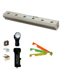 Super Air Knife Kits include shims, pressure regulator, filter separator, and coupler.