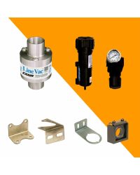 Line Vac Kits include a Line Vac, mounting bracket, filter separator and pressure regulator (with coupler).