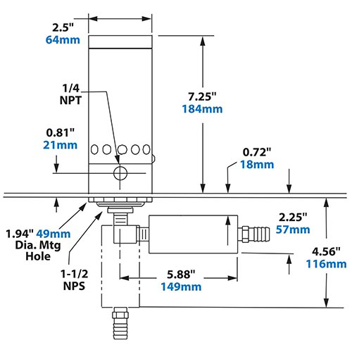 NEMA 4X Cabinet Cooler Dimensions